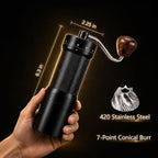 Manual Coffee Grinder Adjustable Hand Burr Black Metal Portable - Image 3