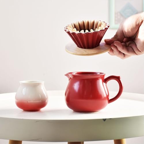 400ml/13.5oz ceramic hand-punched origami drip filter cups are exquisite, fresh and practical for home use-red - Image 6
