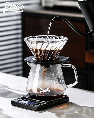 Bincoo Premium Pour Over Coffee Set, 500ML High Borosilicate Glass Coffee Maker, Even Extraction Dripper Holder, 3 Elegant Colors (Clear) - Image 6