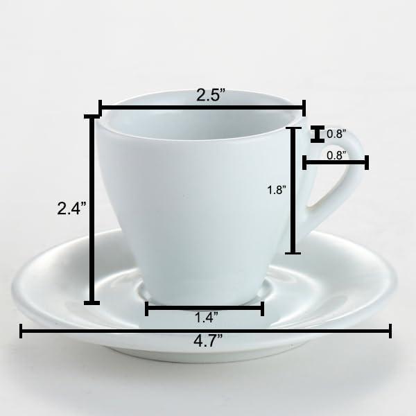 Cusinox White Porcelain Espresso Cup Sets for Espresso Coffee, 2 Oz - Image 2