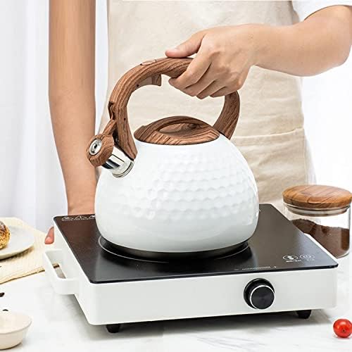 Stovetop Kettle 2.8L Stainless Steel Whistling Kettle Stovetop Teakettle Teapot Handle Kitchen for Gas Stove Induction Cooker Kettles for Stove(White) - Image 3