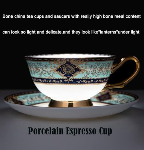 YUDIZWS Bone China Tea Cup Set with Gold Spoon And Gift Box, Tea Coffee Cups and Saucers Set of 1 Porcelain Tea Cup Coffee Mug for Home Kitchen Wedding Women's Tea Party,6pcs - Image 4