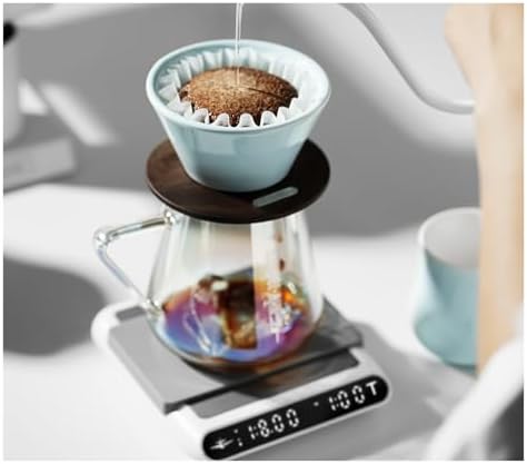 Pour Over Coffee Maker Ceramic Filter Dripper With Walnut Collar Reusable Cone Drip Holder For Travel(White) - Image 2
