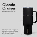 Corkcicle Cruiser Tumbler with Handle & Straw, 40 oz, Black Bows - Image 2