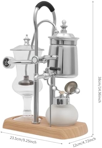 Belgian Balance Syphon Coffee Maker, Manual Tabletop Siphon Brewer, 13.53oz Gold Titanium Electroplated for Kitchens, Coffee Shops(Retro Style) (Silver) - Image 2