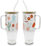 Sip-Sip Hooray! Western Disco Daisy 40oz Glass Tumbler with Lid and Straw, Floral Cowgirl Cup Gift for Women by Sip-SipHooray