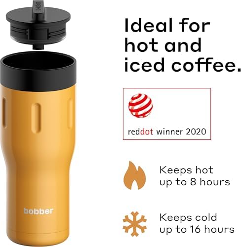 BOBBER 16 oz Leak-Proof Travel Coffee Mug – Dishwasher Safe, Vacuum Insulated Coffee Cup for Auto, Stainless Steel Reusable To Go Mug for Hot/Ice Coffee Tea – BPA-Free, Keeps Hot for 8 Hours (Orange) - Image 2