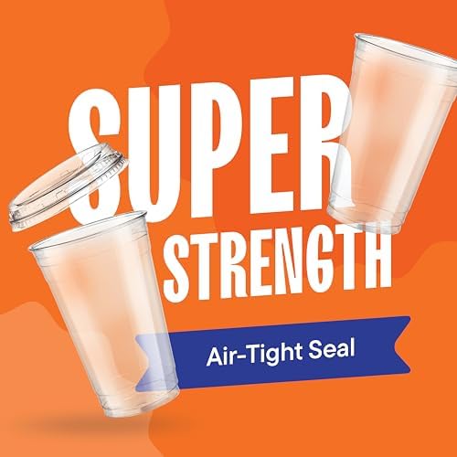 Clear Plastic Cups with Strawless Sip Lids - 20 oz [100-Sets] PET Cups - Image 3