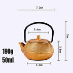 50ml Japanese Teapot Tea Kettle Tea Pot Tetsubin Style Cast Iron Black Hobnail Teapot Kettle, Mini Small Gold Teapot | Cast Iron Tea Kettle To Keep Tea Warm(Color:A) - Image 2