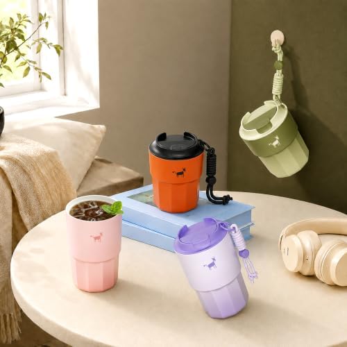 CHEERFUL GOAT Ceramic Lined Coffee Mug – Stainless Steel Travel insulated Tumbler with Ceramic Liner, with lid, 10oz Cup for Hot and Cold Water Coffee at Home, Office, or On the Go (Orange) - Image 6