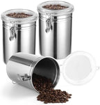 3 PCS Stainless Steel Kitchen Canisters, 62 oz Airtight Metal Food Storage Containers with Clear Clamp Lids, Coffee Bean Tea Sugar Flour Canister Set for Kitchen Pantry Counter Shelf by Unknown