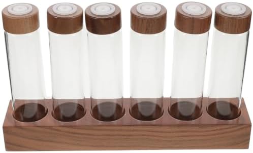 Glass Coffee Bean Storage Tubes Display with Wooden Stand, Airtight Lids by GANAZONOEnjoyYourLife