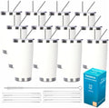 Pandance 20oz Stainless Steel Insulated Tumblers Bulk, White, 12 Pack by Pandance