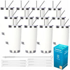 Pandance 20oz Stainless Steel Insulated Tumblers Bulk, White, 12 Pack by Pandance