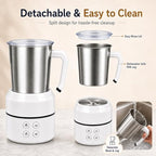 4-in-1 Electric Milk Frother, 8.5 oz Automatic Steamer, White - Image 3