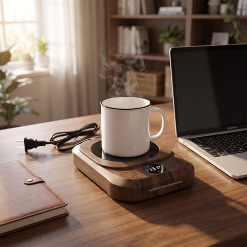 Electric Coffee Mug Warmer with Timer and Smart Temperature Control, Coffee Hot Plate with 4 Heat Settings, Oversized Heating Panel, Colorful Ambience Light, Cord for Office - Image 5