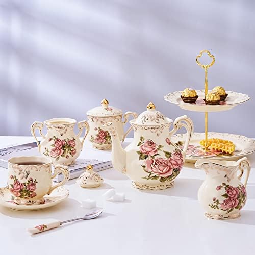 YOLIFE Pink Rose Teapot with Infuser, 35 OZ / 4 Cup Tea Pot - Image 7