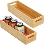 mDesign Set of 2 Kitchen Storage Box – Open-Top Bamboo Storage Tray with Handles – Ideal for Use as a Cupboard Organiser or on The Shelf – Natural by mDesign