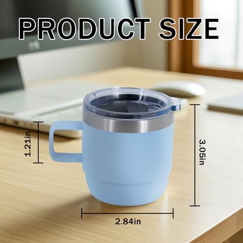 6 oz Stackable Mug, Stainless Steel cup with handle, Vacuum Insulated Espresso/Coffee Mug, shot Glass Set for 2-Piece Set for Coffee, Spirits, Wine, Tea-Key Lime - Image 2