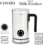 Cassia Electric Milk Frother with 5-in-1 Functions – Hot & Cold Foam, Chocolate & Milk Warmer – 550W, Digital Touch Screen Control, 160ML Frothing & 300ML Heating Capacity, Stainless Steel - Image 3
