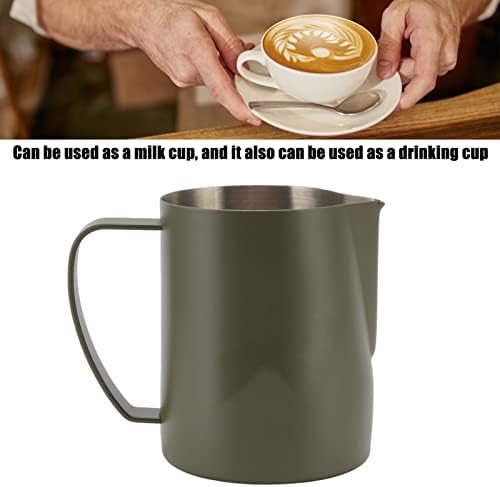 Coffee Milk Frothing Pitcher, 600ml Espresso Steaming Jug with Falcon Beak Tip, 304 Stainless Steel Milk Frother Cup for Coffe, Cappuccino, Latte Art, Espresso Machine Accessories(OD Green) - Image 3