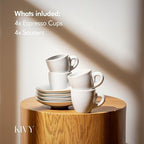 KIVY Espresso Cups Set 4x 3oz - Thick Walled Stoneware - Dishwasher Safe - Image 5