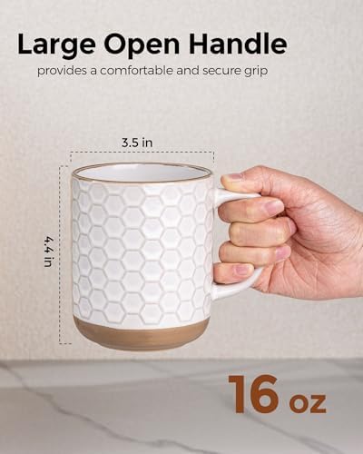 GBhome Coffee Mugs Set of 6, 16 oz White Coffee Cups with Large Handle - Image 3