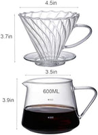 Pour Over Coffee Maker Set, 600ML Glass Carafe Coffee Server with Dripper - Image 2