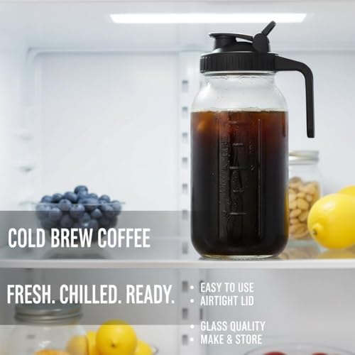 Cold Brew Coffee Maker with Stainless Steel Filter, Pour Spout Handle Lid, LeakProof Heavy Duty Glass Pitcher for Iced Coffee,Lemonade,Ice Tea & Fruit Drinks - Image 5