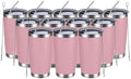 MEWAY 20oz Tumbler 12 Pack Double Wall Vacuum Insulated Travel Mug Bulk, Stainless Steel Tumblers with Lid and Straw, Durable Powder Coated Coffee Cups for Cold & Hot Drinks (Pink, 12) by MEWAY