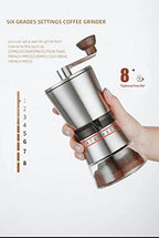 CAFECITO Manual Coffee Grinder | Portable Hand Coffee Bean Grinder with Ceramic Burr | 304 Stainless Steel Conical Burr Mill | Adjustable Grind | Glass Jar | Easy to Clean - Image 3