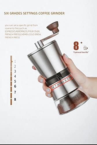CAFECITO Manual Coffee Grinder | Portable Hand Coffee Bean Grinder with Ceramic Burr | 304 Stainless Steel Conical Burr Mill | Adjustable Grind | Glass Jar | Easy to Clean - Image 3