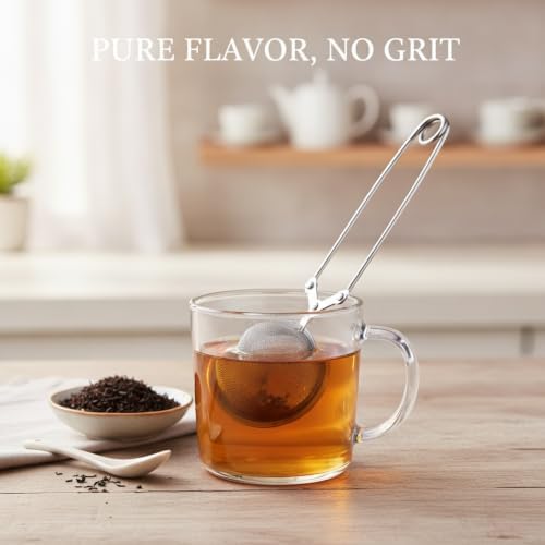 Stainless Steel Tea Ball Infuser with Fine Mesh Filter for Loose Leaf Tea, Reusable Spherical Strainer for Mugs and Teapots - Image 2