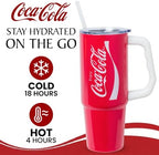 Silver Buffalo Coca Cola Stainless Steel Tumbler with Handle Straw, 30oz - Image 2