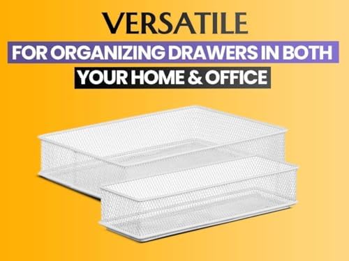 YBM HOME Silver Mesh Drawer Cabinet and or Shelf Organizer Bins, School Supply Holder Office Desktop Organizer Basket (12, 6x12x2 Inch) - Image 5