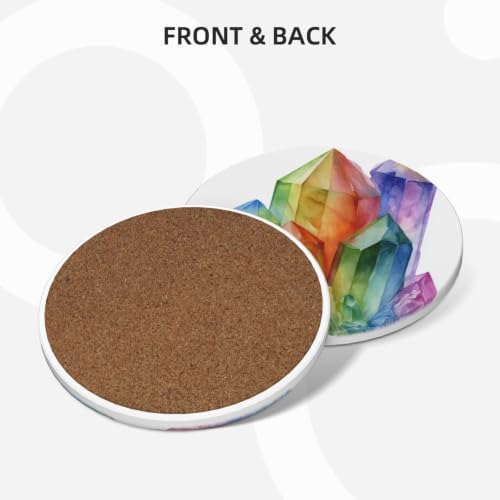 Watercolor Natural Prismatic Gemstone Cluster Ceramic Coaster - Image 2