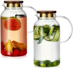 Buaic 2 PACK Glass Pitcher with Lid, 68oz/ 2 Liter Glass Water Pitcher by Buaic