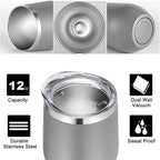 VEGOND Wine Tumblers Bulk 6 Pack, 12oz Stainless Steel Stemless Wine Glass with Lids and Straws, Double Wall Vacuum Insulated Tumbler Cup, Coffee Mug for Cold Hot Drinks - Image 2