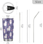 Cute Sheeps Hearts Insulated Tumbler Coffee Mug Double Wall Vacuum Travel Mug with Straw and Lid Stainless Steel 20 oz - Image 3