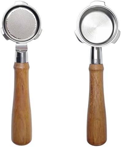 51mm bottomless portafilter 3 ears with Custom Filter Basket Holes 648 * 0.3mm Compatible with Delonghi Espresso Machine EM450, Red Grandis Wood Handle - Unique Natural Wood Variation - Image 5