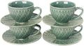 Coffee Mugs Set, 6.8 oz,Ceramic Tea Cup with saucer, Espresso Cups 8-piece, Stackable Cups, for Latte,Hot Tea,Cappuccino, Mocha, Cocoa, dishwasher & microwave safe, Dark green by Jinsongdafa