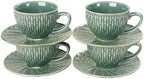 Coffee Mugs Set, 6.8 oz,Ceramic Tea Cup with saucer, Espresso Cups 8-piece, Stackable Cups, for Latte,Hot Tea,Cappuccino, Mocha, Cocoa, dishwasher & microwave safe, Dark green by Jinsongdafa