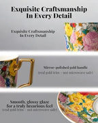8oz Bone China Tea Cup and Saucer Set, Floral Teacup - Image 5