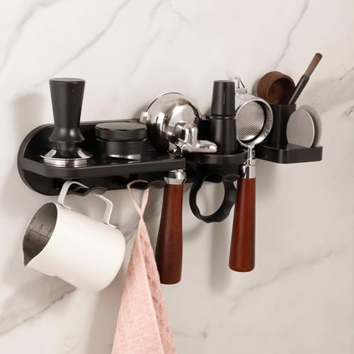 Portafilter Wall Mount Rack Wall Mounted Coffee Station Organizers Espresso Tools Coffee Tamper Holder Espresso No Drill Storage Shelf - Image 2