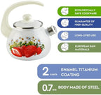 Enamel Kettle with Whistle 2.7 Qt (2.5 L) Stovetop Kettle with Ergonomic Handle, Teapot for Stovetop, Hot Water Kettle, Kettle for Stove Top, Induction and Dishwasher Safe (Strawberry) - Image 4