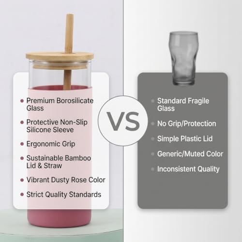 Glass Tumbler with Bamboo Lid and Straw, 20oz Borosilicate Glass Water Bottle, Reusable Iced Coffee Cup with Silicone Sl - Image 6