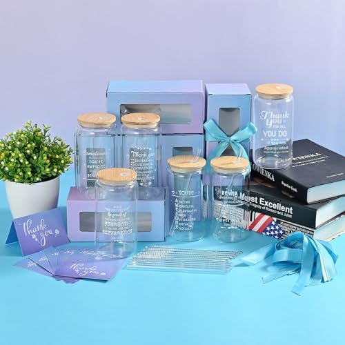 6-Pack Employee Appreciation Gifts Glass Cups, 16oz Coffee Cups - Image 2