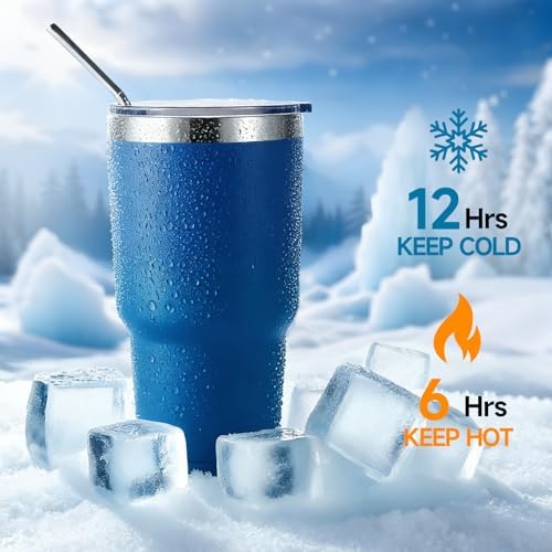 Volhoply 30oz Insulated Tumbler with Lid and Straw, Double Wall Inner & Outer 304 Stainless Steel Tumblers Bulk, Powder Coated Coffee Cup for Office, Home, Travel (Mix,4 Pack) - Image 4