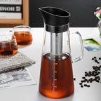 FixtureDisplays® 51oz/1.5L Cold Hot Full Immersion Brew Iced Coffee Maker Pitcher and Ice Tea Brewer with Spout & Silicone Seals, Glass Pitcher with 304 Stainless Steel Fine-Mesh Filter 22112-NPF - Image 2