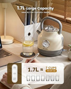 Amaste Retro Electric Kettle with Thermometer, 57 Oz Capacity, Cream White - Image 3